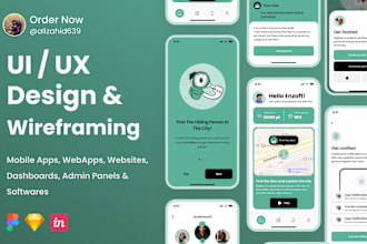 design wireframe, UX UI design for mobile app, web app, website, and software