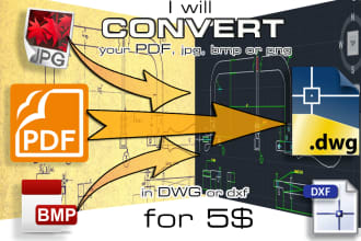 convert your pdf, jpg or bmp in dwg or dxf