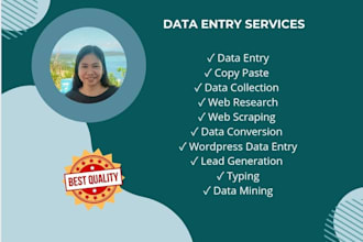 do VA for data entry, web research and lead generation