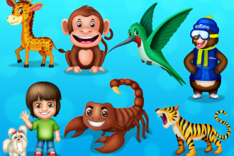 design 2d characters or object with a 3d cartoon style