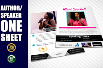 design one sheet, press kit, media kit, epk for speaker, author, coach
