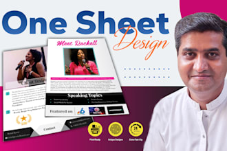 design one sheet, book sell sheet, pitch deck for speaker, author, influencer