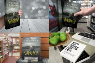 convert your 2d book cover into 20 unique 3d mockups