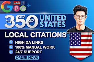 build top 350 USA local citations for google business profile and local SEO