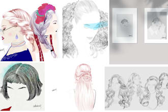 draw you illustration of any hair, hairstyle or portrait