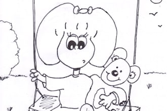 create a personal humorous cartoon for Business or Pleasure in black and white