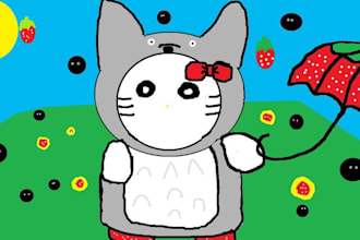have my friends 10 year old daughter draw a cute hello kitty or panda picture on the computer