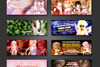 make banners for youtube, twitter, twitch and profile picture and mascot logo