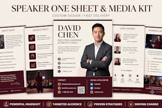 design a professional one page speaker sheet