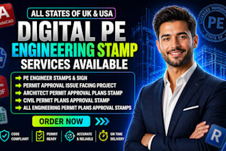 digital stamps USA architect or engineering plans for permit approval