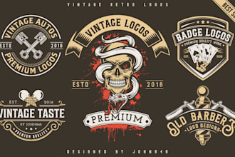 create vintage retro classic custom logo design for business, t shirt, and brand