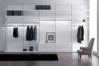 design walk in closet,cabinet with 2d blueprint and 3d image