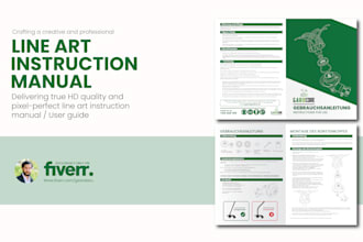 drawing instruction manual, step, line art for your package