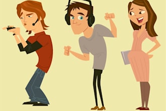 custom vector cartoon and illustration