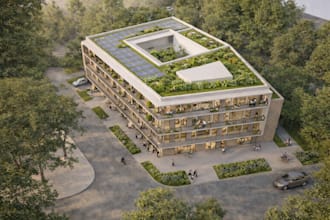 create photorealistic exterior for houes, villa, landscapes