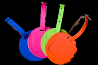 create a personalized neon luggage tag