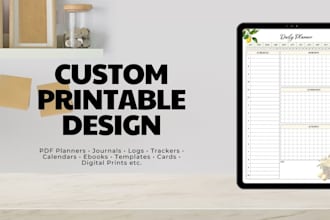design custom printable planners, journals or trackers pdfs