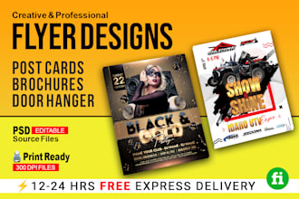 design a professional event flyer, postcard design in 6hrs