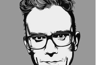 create a detailed vector art portrait black and white