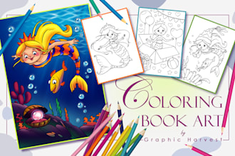 draw coloring page for coloring book for adults and kids