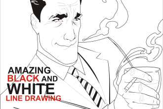 do black and white line drawing with free source file