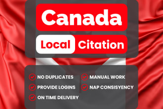 build 20 canada local citation manually in 12 hour