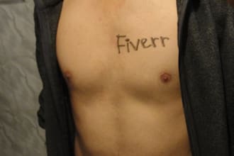 write 2 of your favorite words on my chest and take a high res pic