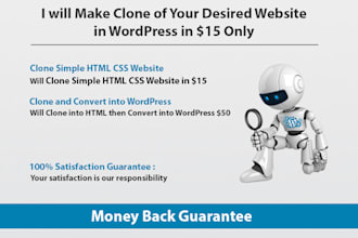 make clone of any website into wordpress in 24 hours
