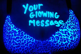 write anything on my boobs in glow paint