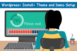 install wordpress and setup theme, import demo site