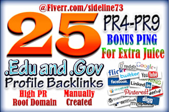 do 30 Edu and Gov Profile Backlinks and 5 Angela and Paul Profile plus PING