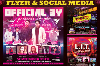 create hookah, dj, hip hop, and club event flyer design