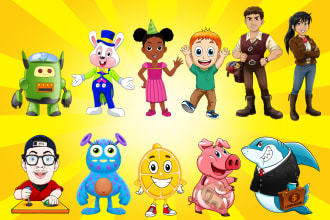 draw cartoon characters, games, nfts, or mascot illustration