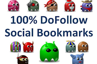 create 90 Unique DOFOLLOW Social Bookmarks to your website over a few days + Report