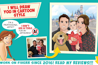 draw your portrait in disney cartoon style caricature