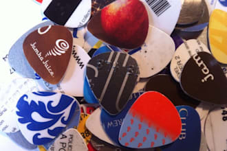 send you 25 awesome custom guitar picks made from recycled cards