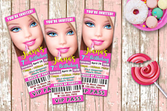 design a ticket style invite with a matching thank you tag