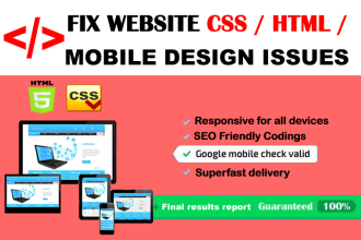 do mobile friendly design and fix issues any