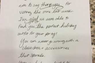 hand write notes for a company or individual