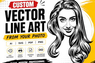 create a custom vector line art portrait