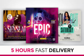 design club, event, party flyers and posters in 5 hrs