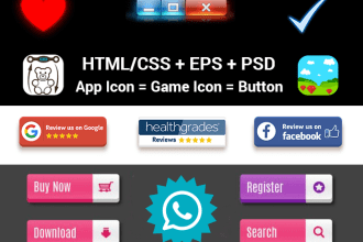 design 3d button, icon, headline with photoshop or CSS