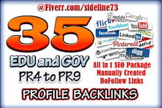 manually do 35 QUALITY Edu and Gov Profile Backlinks from PR4 to PR9