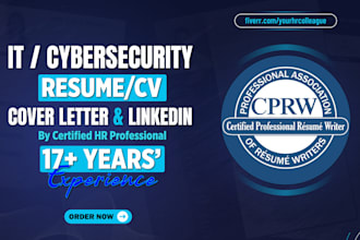 write professional resume for IT, cyber security, and tech roles
