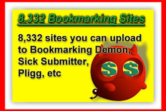 give you 18,332 social bookmark list for bookmarking