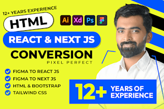 convert figma to react js next js HTML CSS tailwind CSS responsive website