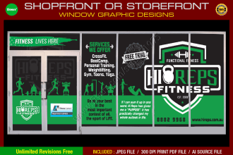 design amazing storefront, shopfront window graphic designs