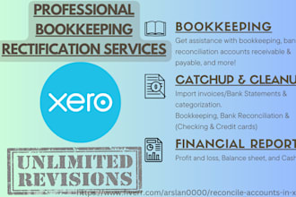 assist with xero cleanup, catchup, and reconcile accounts in xero