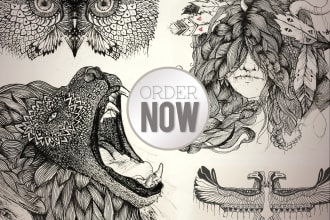 create ink pencil illustration or tribal mystic tattoo