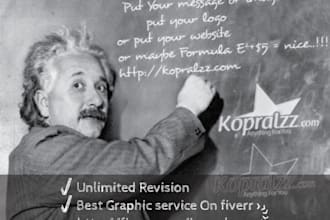 put logo or message in albert einstein chalk board